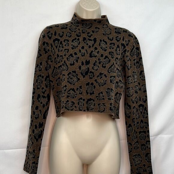 Baja East Animal Print Cropped Sweater size 2 EUC - Picture 3 of 16